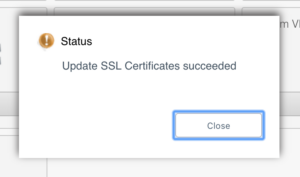 SSL Status Window - Update SSL Certificates Succeded | CloudStack 4.11