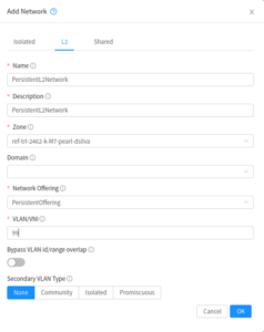 Persistent Mode in L2 Networks - Dashboard