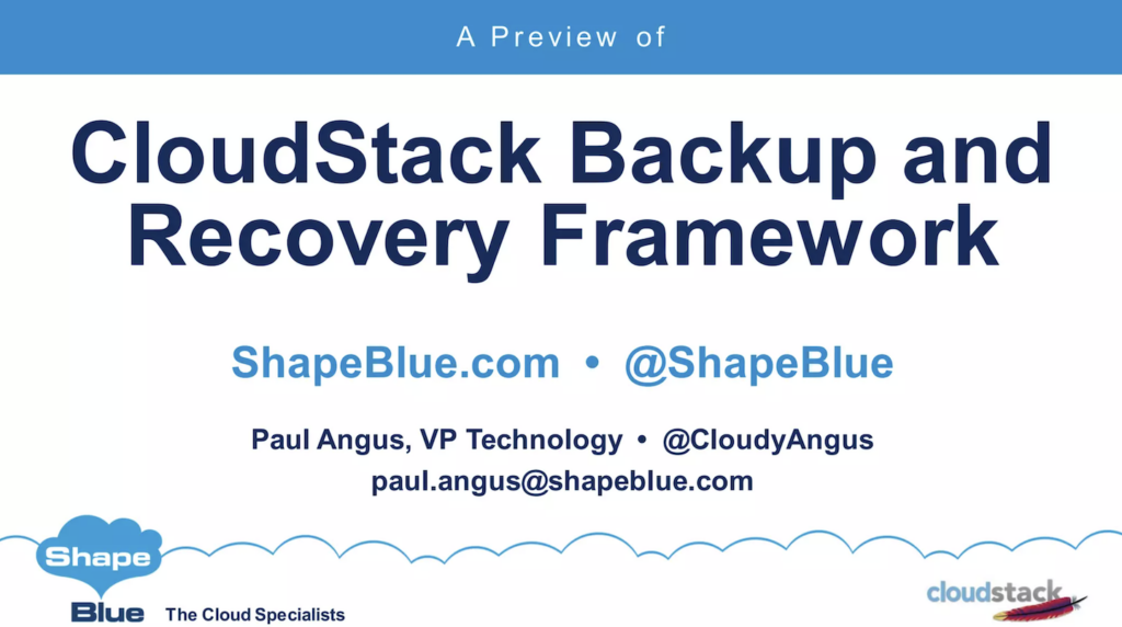 cloudstack backup and recovery framework