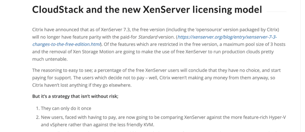 CloudStack and the New XenServer Licensing Model