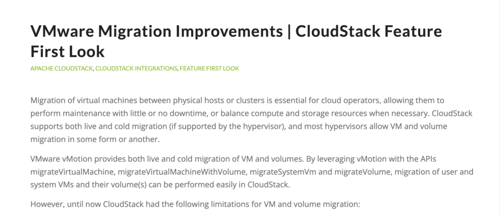 Enhanced VMware Capabilities in CloudStack