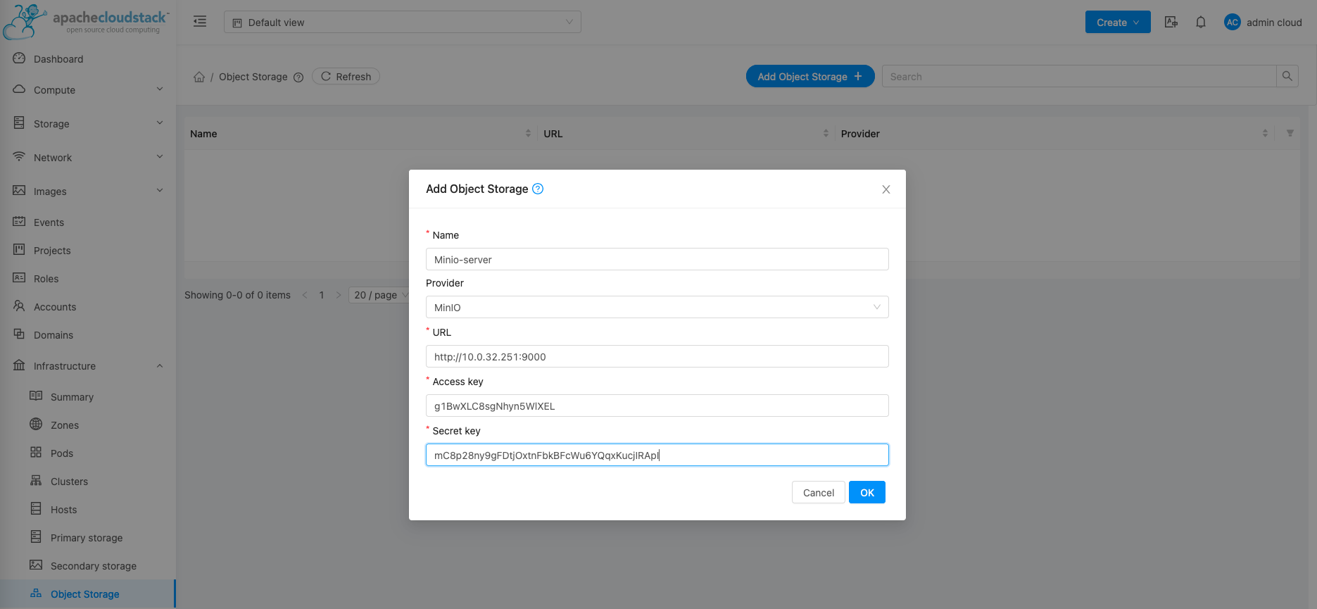 cloudstack ocject storage