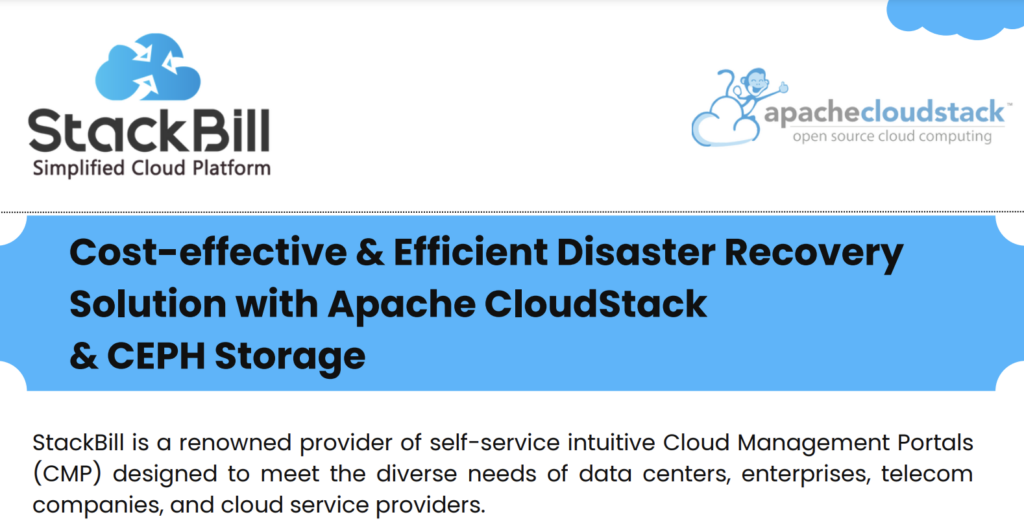 Cost-effective & Efficient Disaster Recovery Solution with Apache CloudStack & CEPH Storage