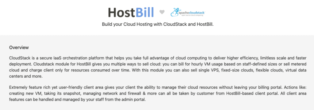 CloudStack and HostBill integration