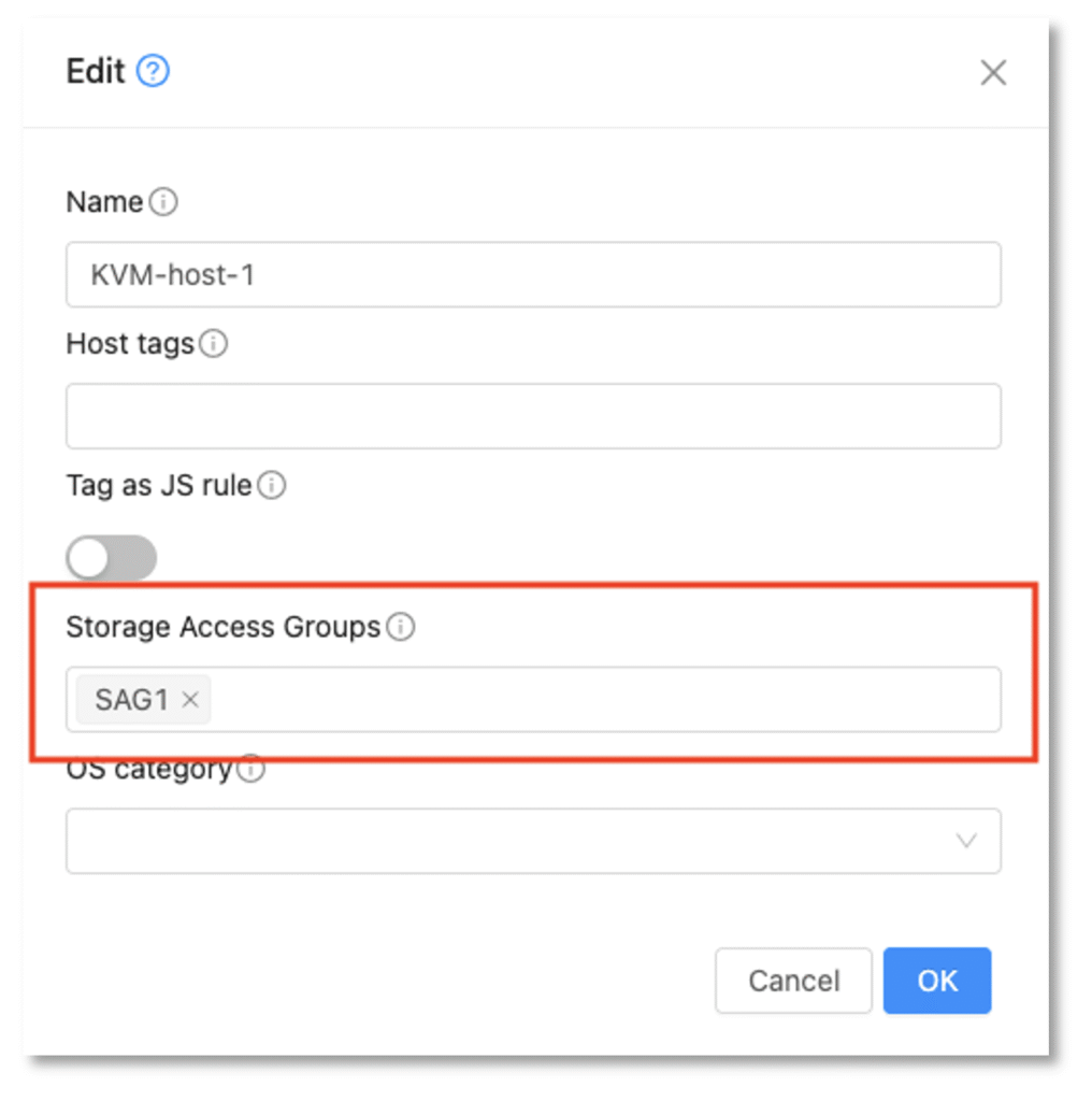 Assign SAG to Host CloudStack