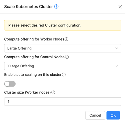 scale kubernetes clusters cloudstack