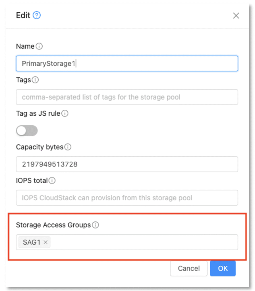 Storage Access Groups CloudStack