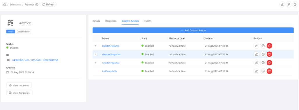 CloudStack Customs Actions