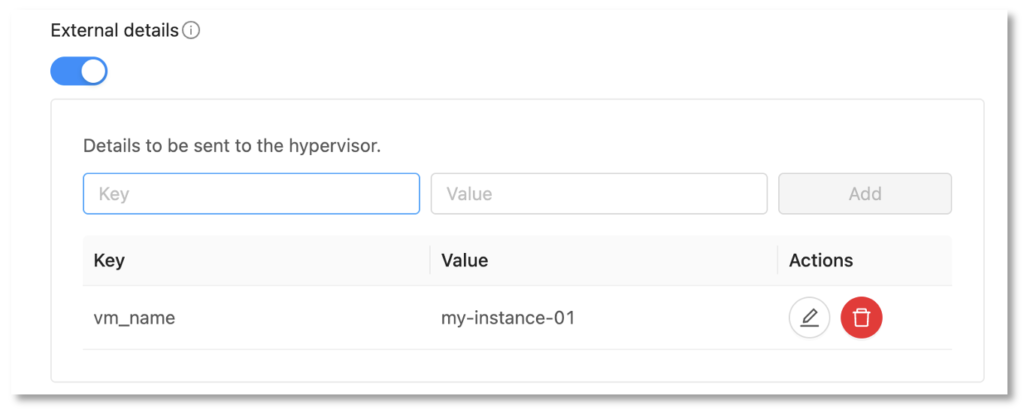 External Details CloudStack