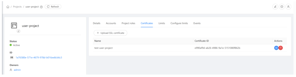 User Project CloudStack