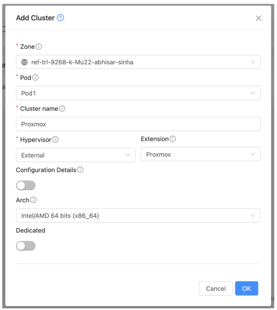 add cluster cloudstack