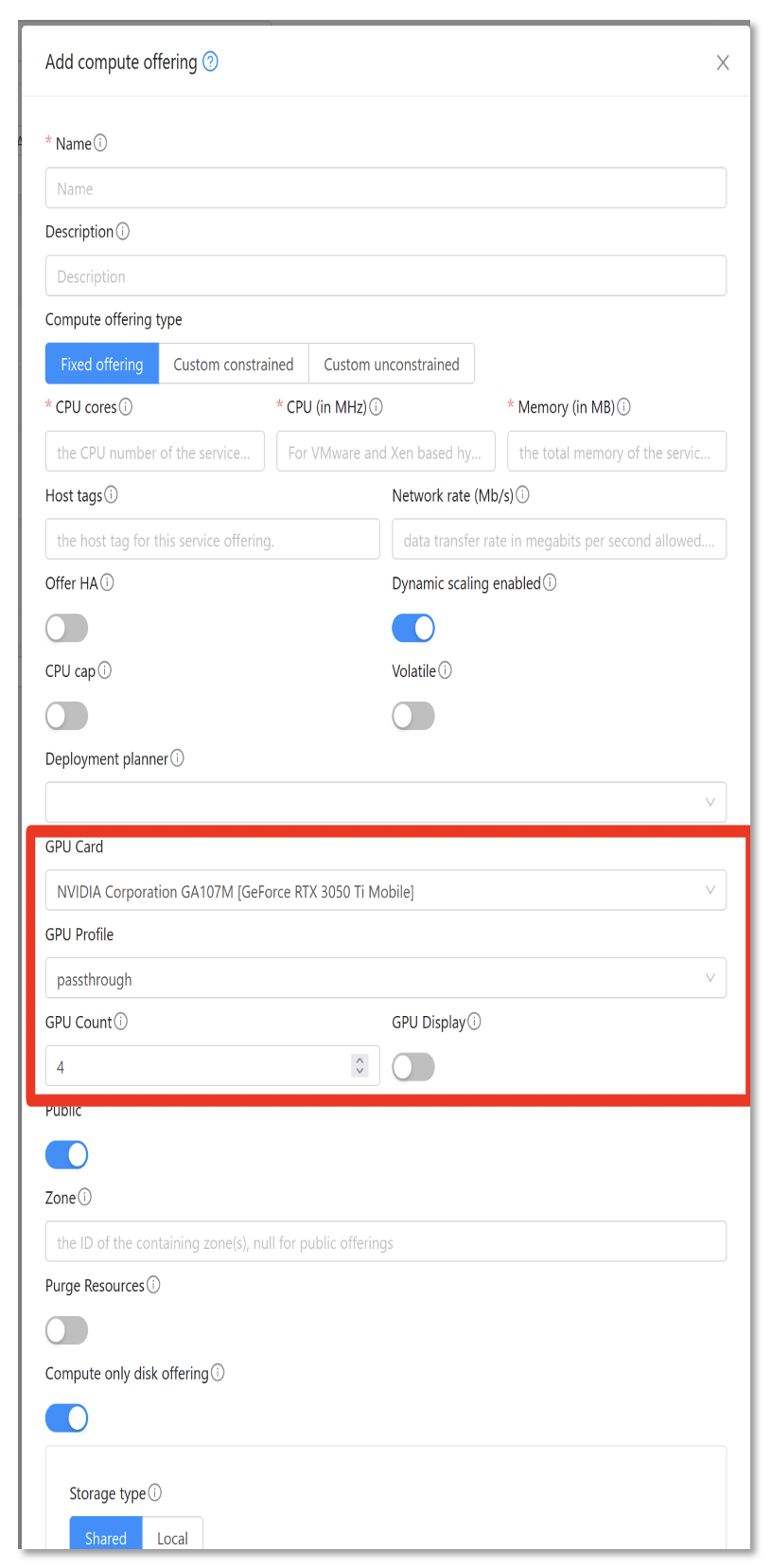 compute offering cloudstack